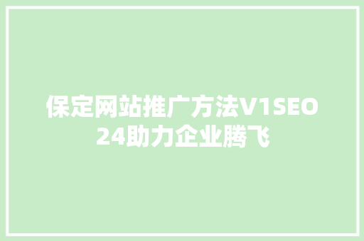 保定网站推广方法V1SEO24助力企业腾飞