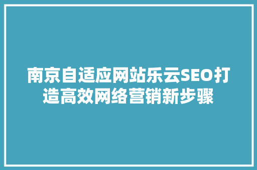 南京自适应网站乐云SEO打造高效网络营销新步骤