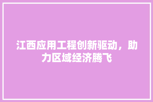 江西应用工程创新驱动，助力区域经济腾飞