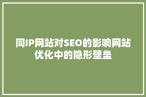 同IP网站对SEO的影响网站优化中的隐形壁垒