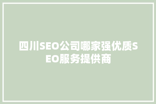 四川SEO公司哪家强优质SEO服务提供商