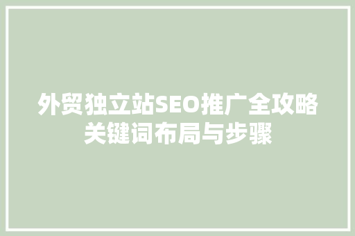 外贸独立站SEO推广全攻略关键词布局与步骤