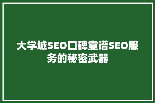 大学城SEO口碑靠谱SEO服务的秘密武器