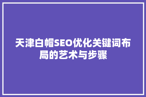 天津白帽SEO优化关键词布局的艺术与步骤