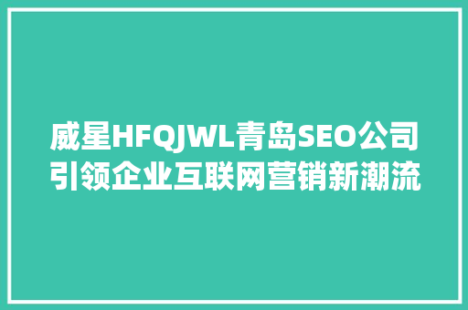 威星HFQJWL青岛SEO公司引领企业互联网营销新潮流