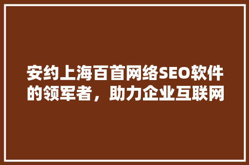 安约上海百首网络SEO软件的领军者，助力企业互联网营销新高度