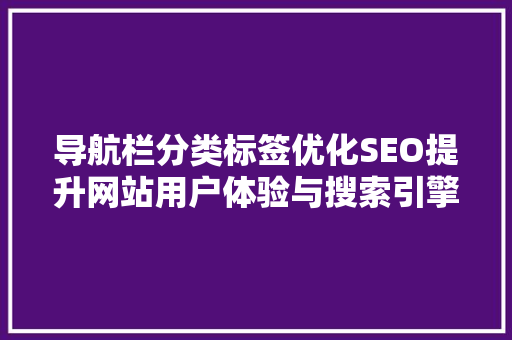 导航栏分类标签优化SEO提升网站用户体验与搜索引擎排名的关键步骤