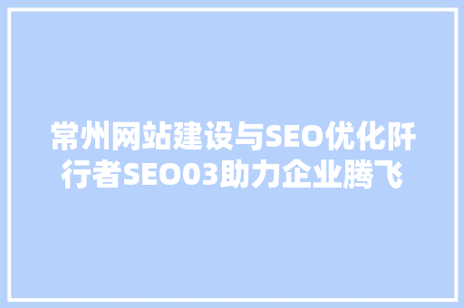 常州网站建设与SEO优化阡行者SEO03助力企业腾飞