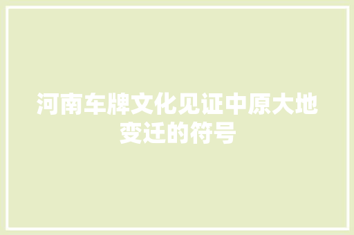 河南车牌文化见证中原大地变迁的符号