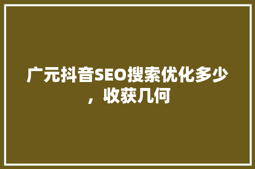 广元抖音SEO搜索优化多少，收获几何