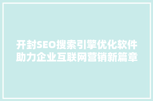 开封SEO搜索引擎优化软件助力企业互联网营销新篇章