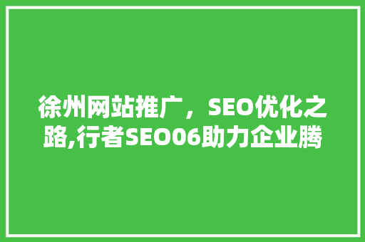 徐州网站推广，SEO优化之路,行者SEO06助力企业腾飞