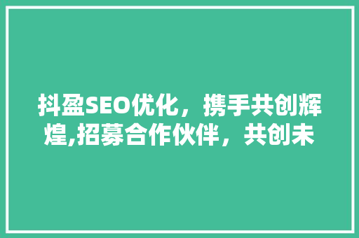 抖盈SEO优化，携手共创辉煌,招募合作伙伴，共创未来