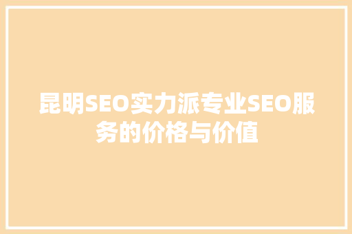 昆明SEO实力派专业SEO服务的价格与价值
