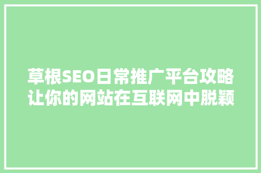 草根SEO日常推广平台攻略让你的网站在互联网中脱颖而出