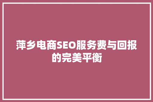 萍乡电商SEO服务费与回报的完美平衡