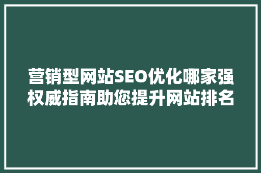 营销型网站SEO优化哪家强权威指南助您提升网站排名