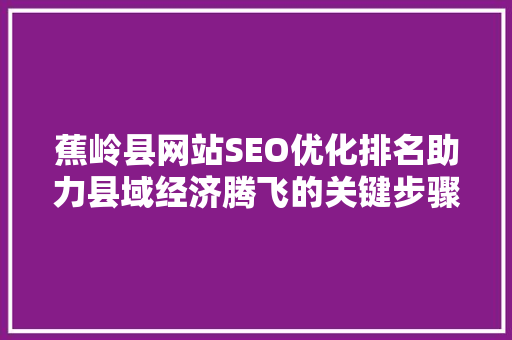 蕉岭县网站SEO优化排名助力县域经济腾飞的关键步骤