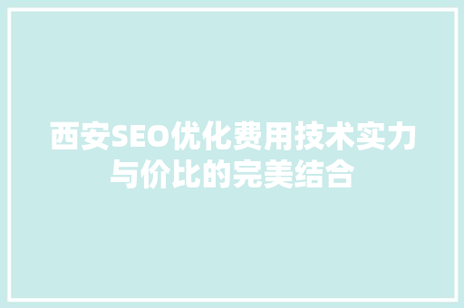 西安SEO优化费用技术实力与价比的完美结合