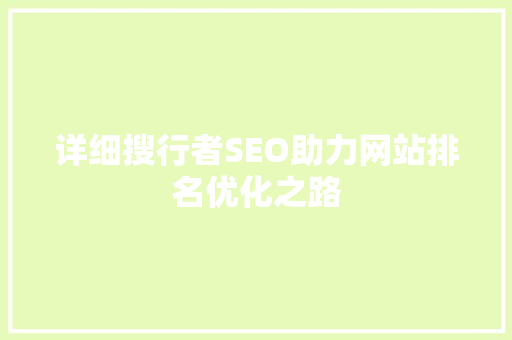 详细搜行者SEO助力网站排名优化之路