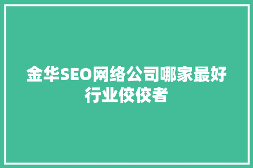 金华SEO网络公司哪家最好行业佼佼者