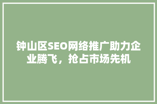 钟山区SEO网络推广助力企业腾飞，抢占市场先机