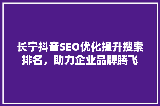 长宁抖音SEO优化提升搜索排名，助力企业品牌腾飞