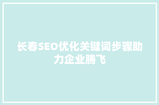 长春SEO优化关键词步骤助力企业腾飞