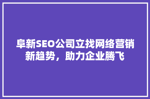 阜新SEO公司立找网络营销新趋势，助力企业腾飞