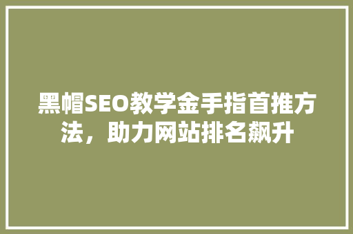 黑帽SEO教学金手指首推方法，助力网站排名飙升