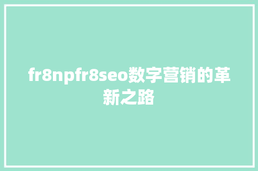 fr8npfr8seo数字营销的革新之路