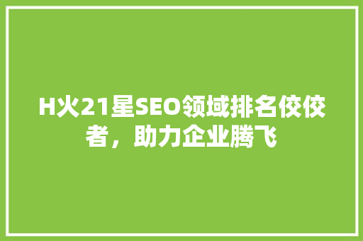 H火21星SEO领域排名佼佼者，助力企业腾飞