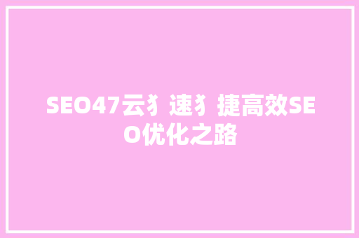 SEO47云犭速犭捷高效SEO优化之路