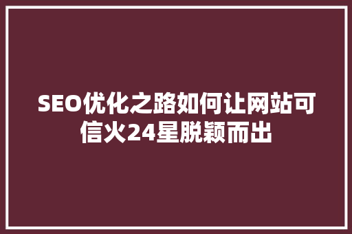 SEO优化之路如何让网站可信火24星脱颖而出