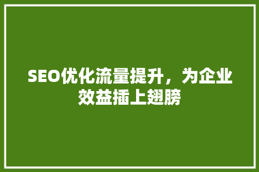 SEO优化流量提升，为企业效益插上翅膀