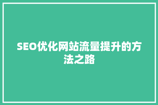 SEO优化网站流量提升的方法之路