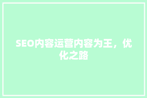 SEO内容运营内容为王，优化之路
