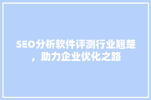 SEO分析软件评测行业翘楚，助力企业优化之路