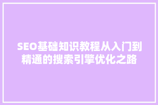 SEO基础知识教程从入门到精通的搜索引擎优化之路  第1张