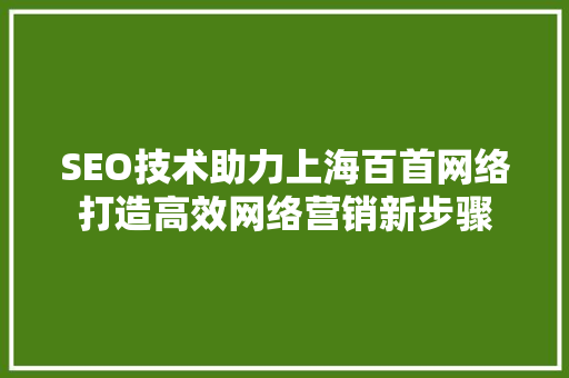 SEO技术助力上海百首网络打造高效网络营销新步骤