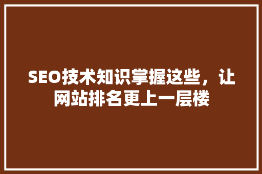 SEO技术知识掌握这些，让网站排名更上一层楼