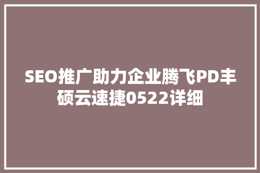 SEO推广助力企业腾飞PD丰硕云速捷0522详细