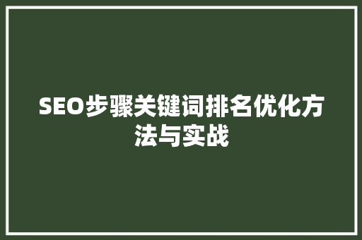 SEO步骤关键词排名优化方法与实战  第1张