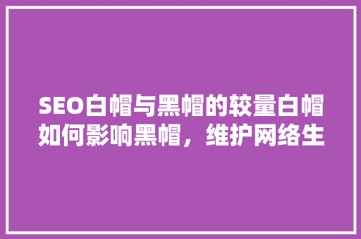 SEO白帽与黑帽的较量白帽如何影响黑帽，维护网络生态平衡  第1张