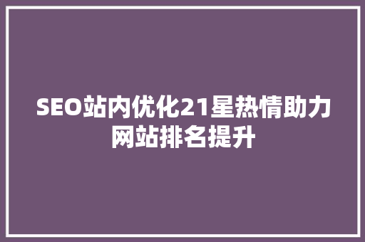 SEO站内优化21星热情助力网站排名提升