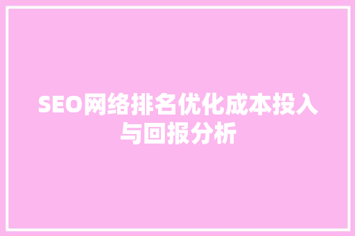 SEO网络排名优化成本投入与回报分析  第1张