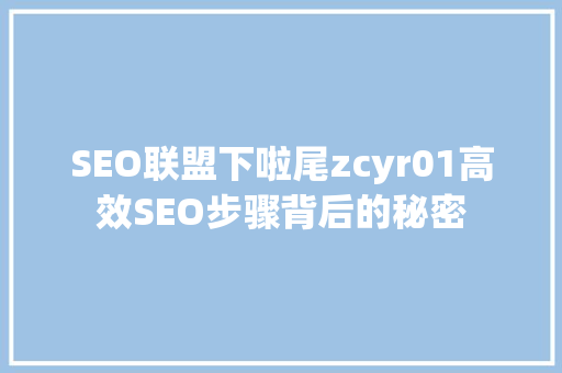 SEO联盟下啦尾zcyr01高效SEO步骤背后的秘密