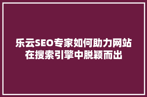 乐云SEO专家如何助力网站在搜索引擎中脱颖而出