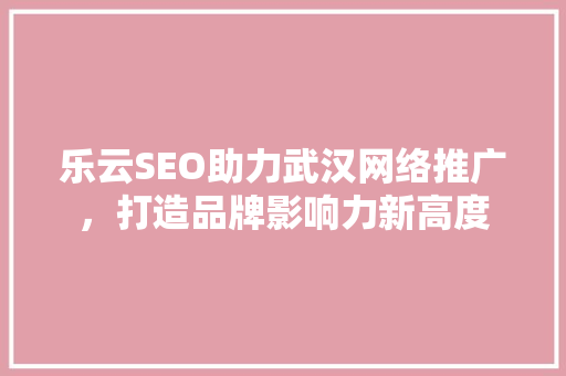 乐云SEO助力武汉网络推广，打造品牌影响力新高度