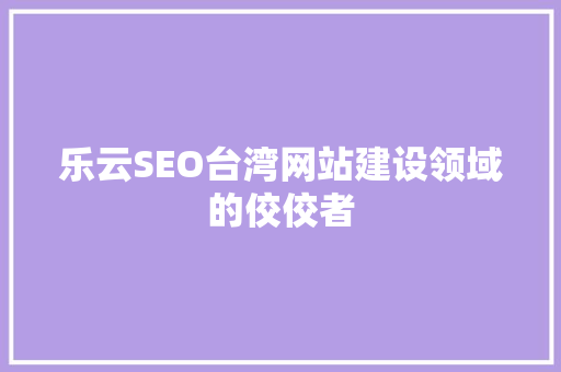 乐云SEO台湾网站建设领域的佼佼者